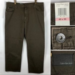 NWT Calvin Klein Jeans Washed Brown Straight Fit Chino Pants Mens 40x30 MSRP $60